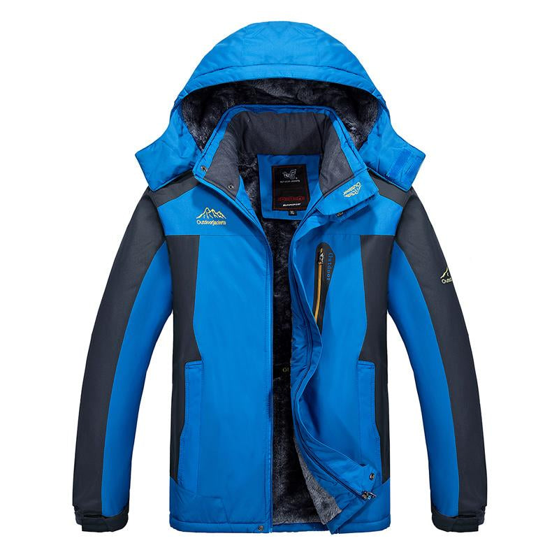 Men'S Winter Warm Ski Jacket - Waterproof Windproof Twill Fabric with Detachable Hood & Multiple Pockets 