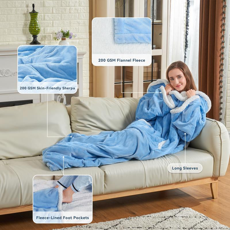 MANASTIN Wearable Heated Blanket with Foot Pocket 