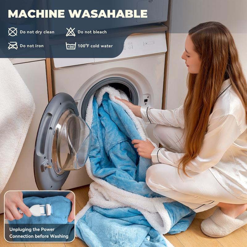 MANASTIN Wearable Heated Blanket with Foot Pocket 