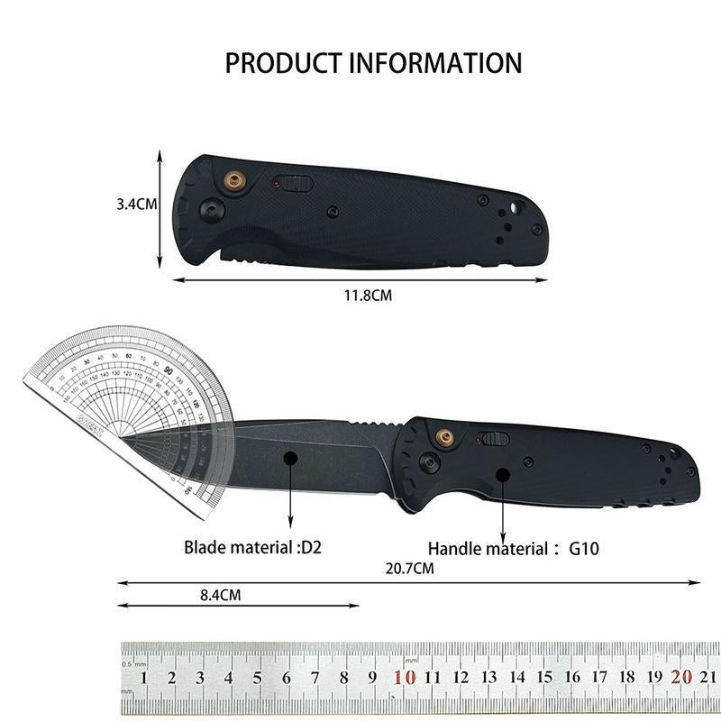 4300 Folding Pocket Knife – D2 Steel Blade, Lightweight G10 Handle, Reliable Outdoor Gear for Hiking, Camping, Hunting & Gift for Men.