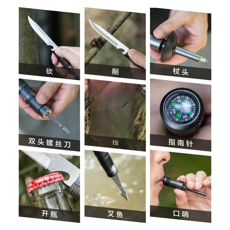 Folding Multifunctional Hiking Poles Tactical Set 